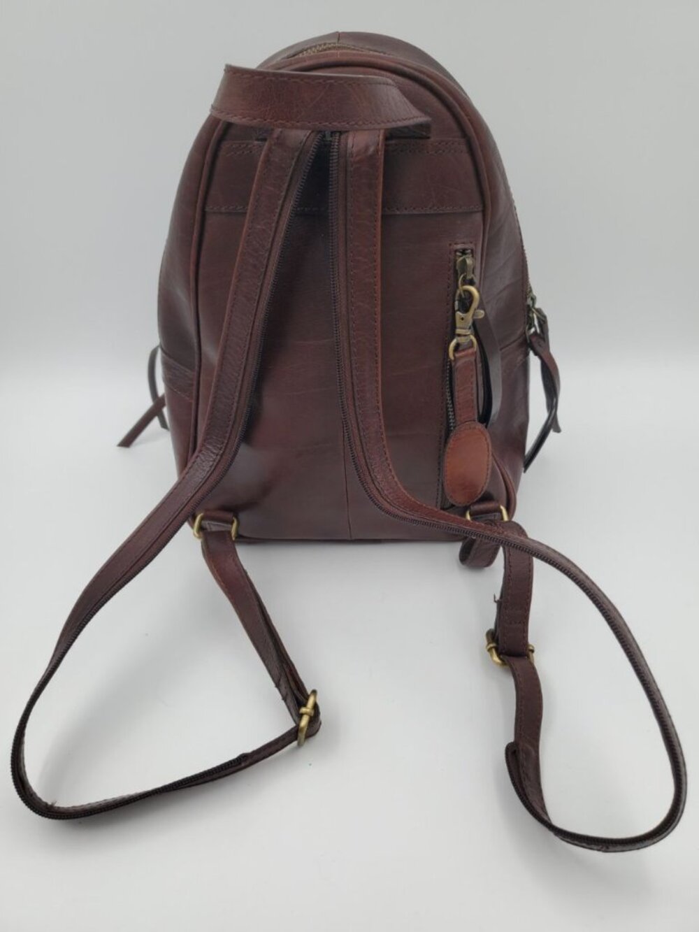 BORN Genuine Leather Backpack Bag Purse Dark Brown - Picture 4 of 8